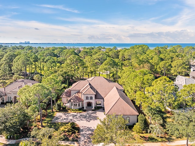 bird's eye view featuring a water view