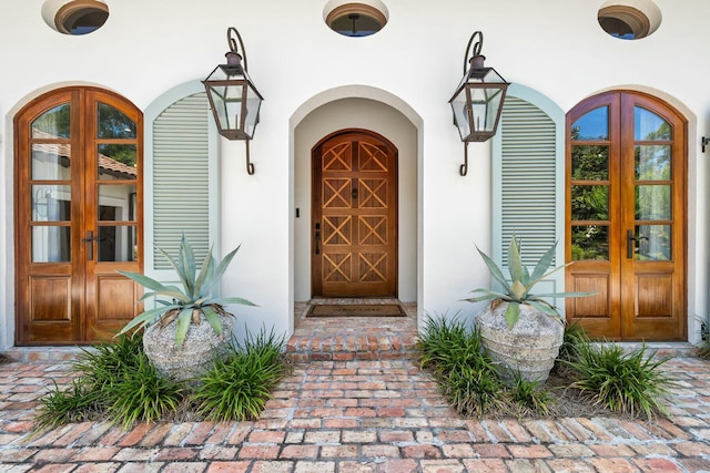 property entrance with french doors