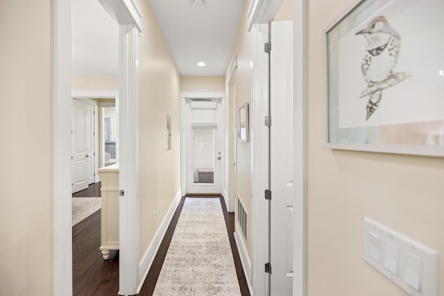 hall featuring dark hardwood / wood-style flooring