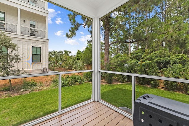 view of unfurnished sunroom