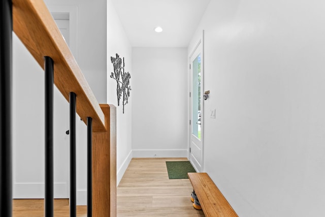 entrance foyer with light hardwood / wood-style floors