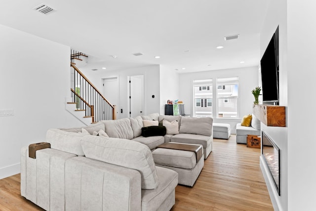 living room featuring light hardwood / wood-style floors