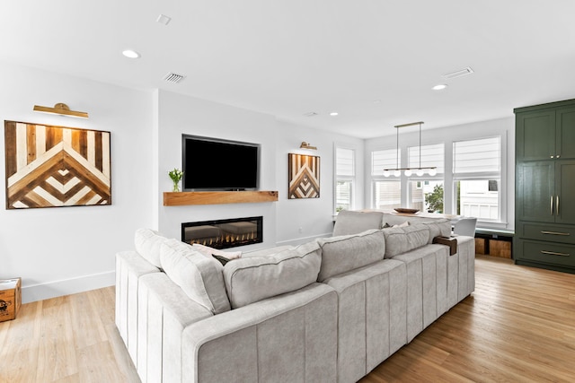 living room featuring light hardwood / wood-style flooring