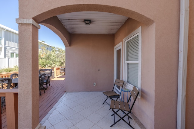 view of patio with a wooden deck