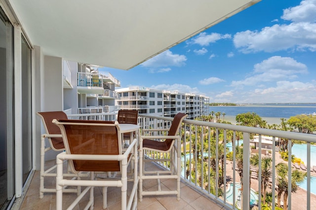 balcony with a water view