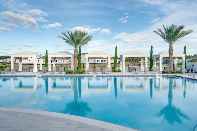 view of pool with a gazebo and a patio area