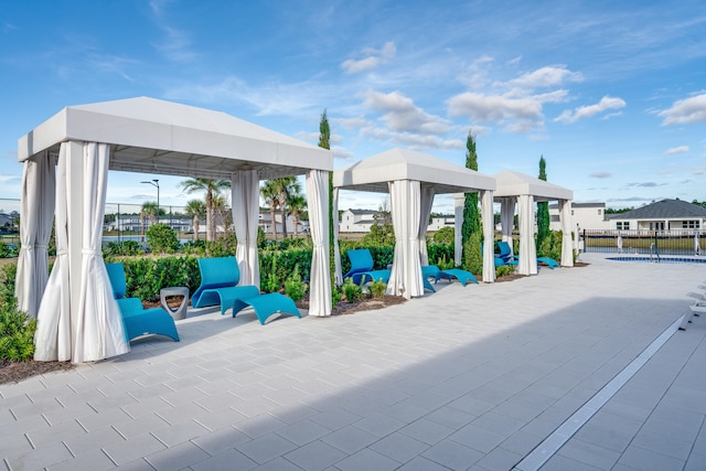 view of patio featuring a gazebo