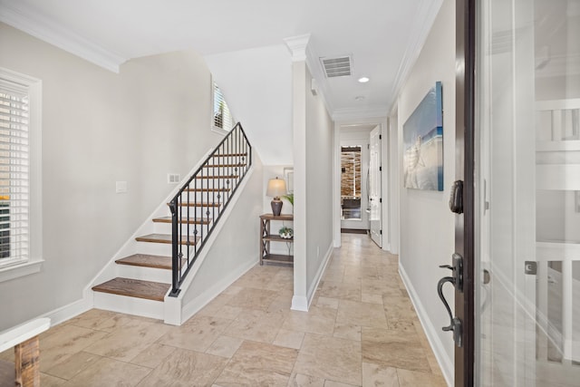 entrance foyer with ornamental molding