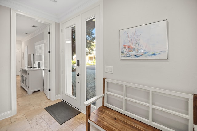 doorway with crown molding