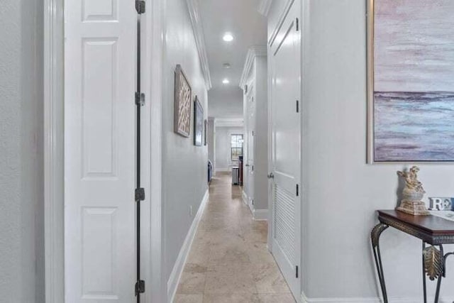 1900 Baytowne Loop, Miramar Beach, FL 32550 - hall with baseboards, crown molding, and recessed lighting