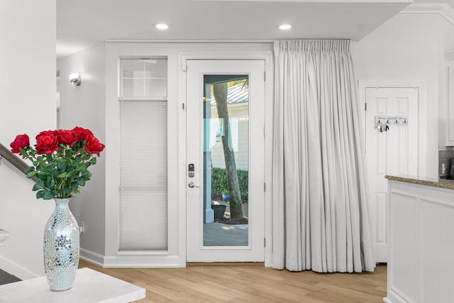 entryway with light wood-type flooring