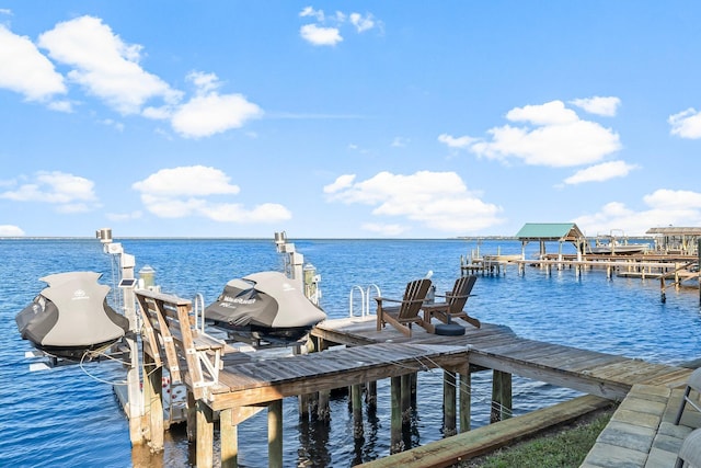 view of dock featuring a water view