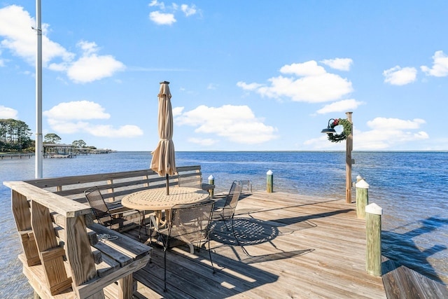 dock area featuring a water view