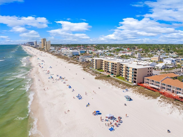 aerial view with a beach view and a water view