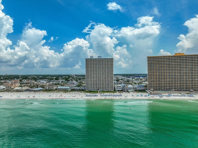 property view of water featuring a view of the beach