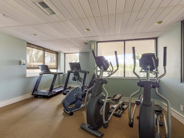 gym with carpet flooring