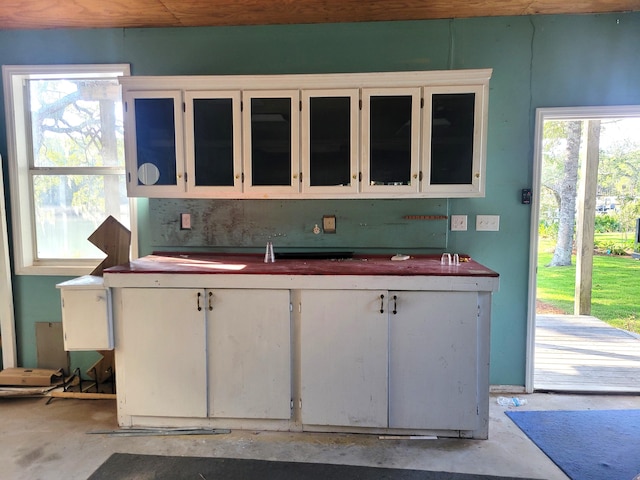 kitchen with white cabinets