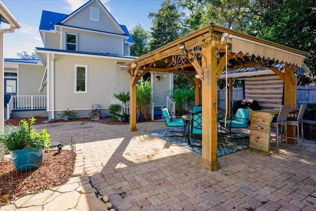 view of patio / terrace with a gazebo