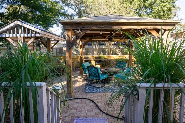 view of patio / terrace with a gazebo