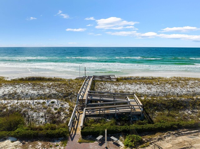 exterior space with a view of the beach and a water view