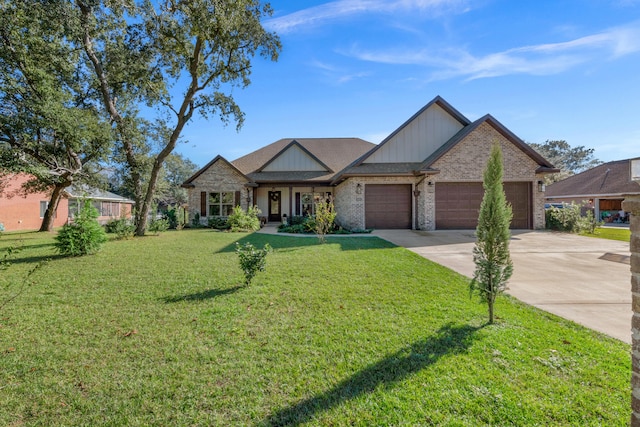 craftsman-style home with a garage and a front yard