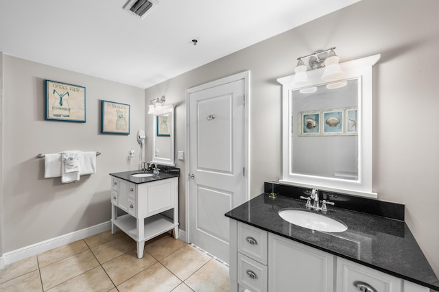 bathroom with tile patterned floors and vanity