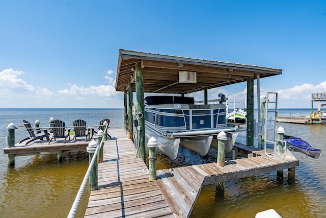 view of dock featuring a water view