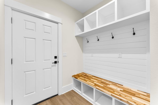 mudroom featuring light hardwood / wood-style flooring