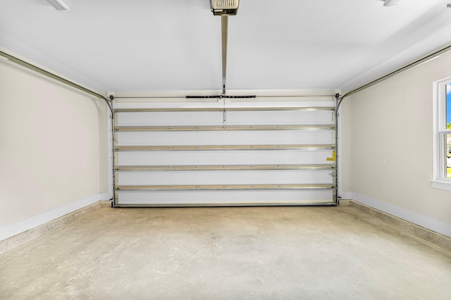 garage with a garage door opener