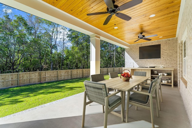 view of patio / terrace with ceiling fan