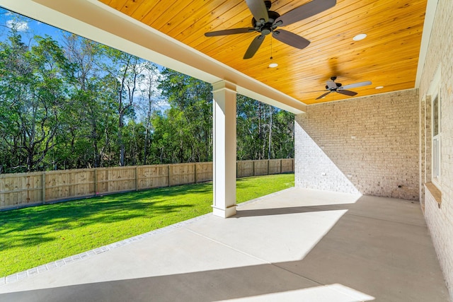 view of patio with ceiling fan