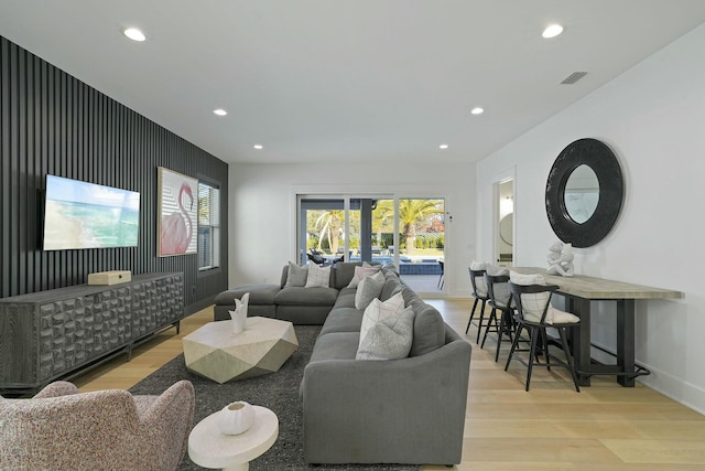 living room featuring light hardwood / wood-style floors