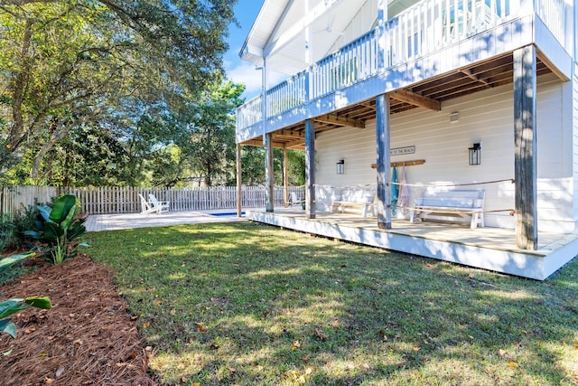 view of yard with a patio area and a swimming pool side deck