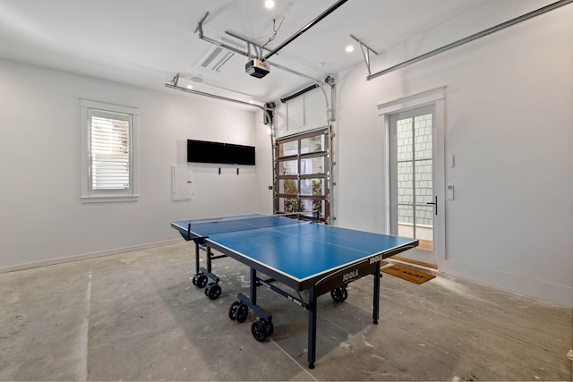 playroom with concrete flooring