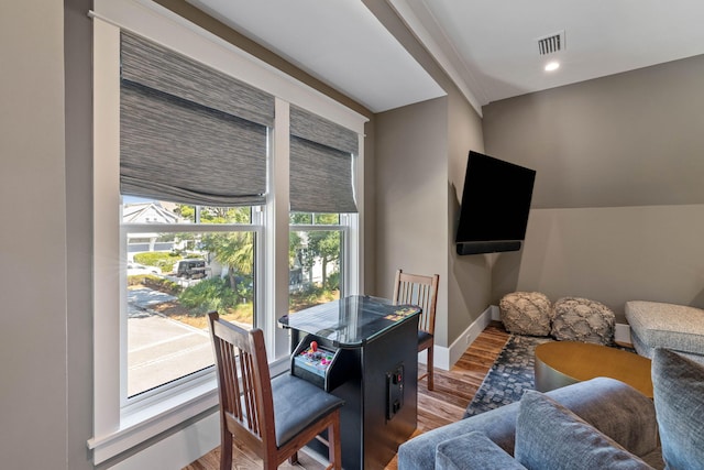 interior space with hardwood / wood-style flooring