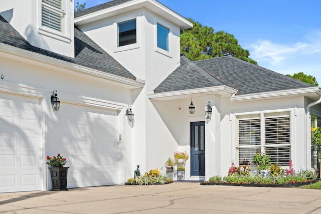 entrance to property featuring a garage