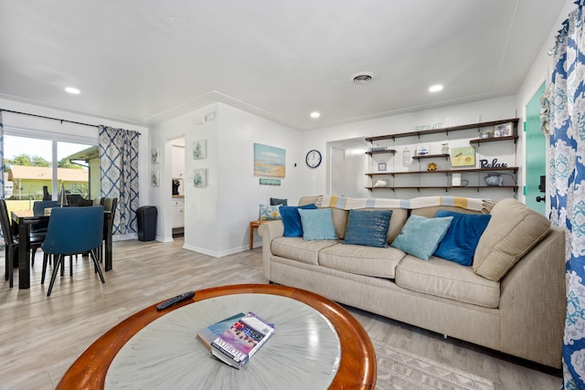 living room with light wood-type flooring