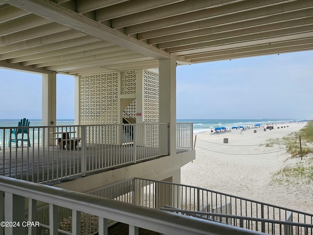 exterior space featuring a view of the beach