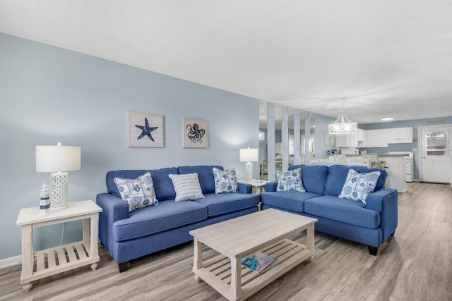 living room featuring light hardwood / wood-style floors