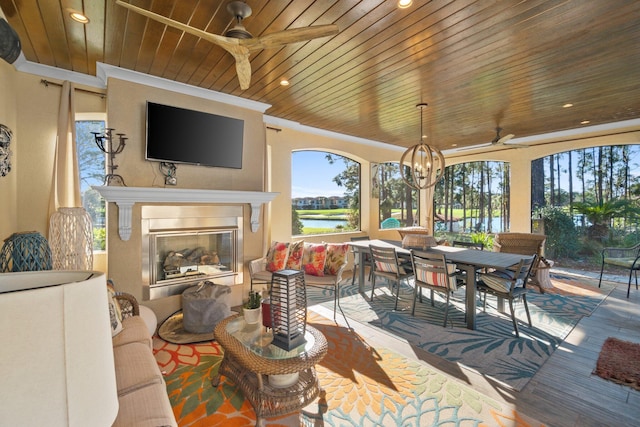 view of patio featuring ceiling fan