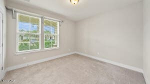 empty room featuring baseboards and carpet floors