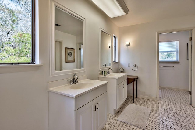 bathroom featuring plenty of natural light and vanity