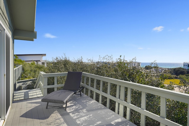 deck with a water view