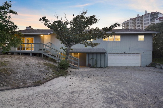 view of front of house with a garage