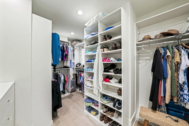 spacious closet featuring light wood finished floors