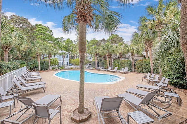 view of pool featuring a patio