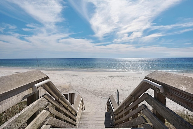 view of water feature featuring a beach view