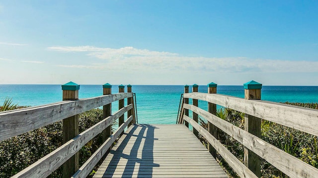 dock area featuring a water view