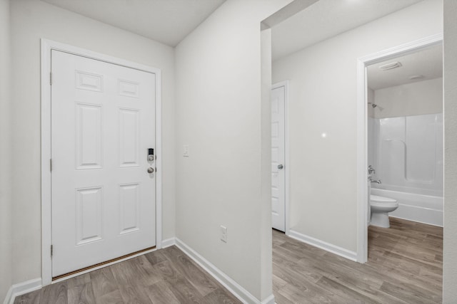 entrance foyer with light hardwood / wood-style flooring