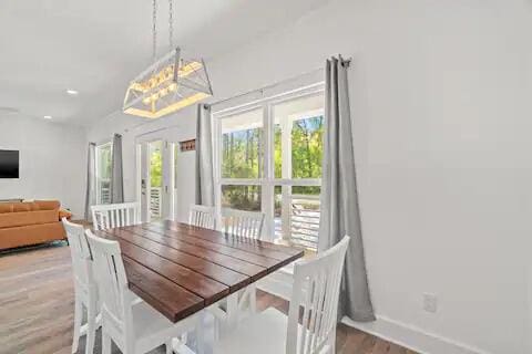 dining room with hardwood / wood-style flooring